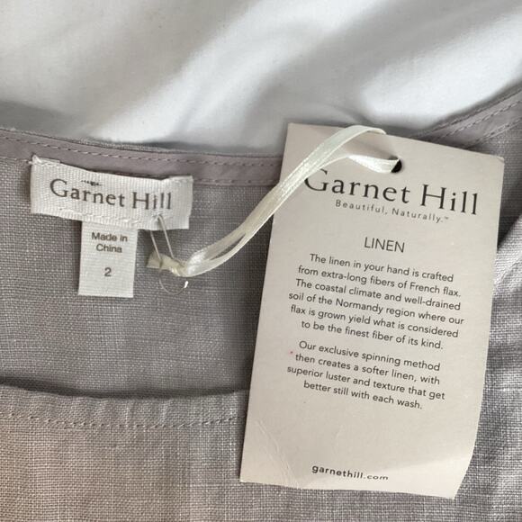 Garnet Hill Essential Three-Quarter-Sleeve Linen Dress Color Stone Size 2 - Picture 3 of 15
